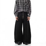 SHOPMOCHO 2025 American Style Retro Black Loose Wide Leg Jeans Men's New High Waisted Lazy Style Hanging Pants