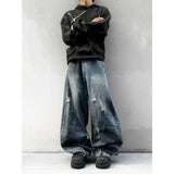 SHOPMOCHO Autumn New Men's 98% Cotton Jeans American Y2k Streetwear Hole Patchwork Design Denim Pants Youth Straight Baggy Stretch Jeans