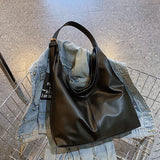 Shopmocho Vintage Large Capacity Shoulder Bag for Women with Soft Solid Crossbody Bag Retro Tote Bag For Commute