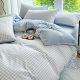 SHOPMOCHO 3pcs Simple, soft and skin-friendly duvet cover 3-piece set (1 duvet cover +2 pillowcases) (without core)Striped checkered