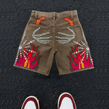 SHOPMOCHO Embroidered Shorts Y2K Streetwear Man Woman Clothing Harajuku Hip Hop Baggy Denim Gym Shorts Gothic Summer Basketball Shorts