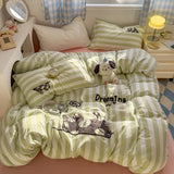 SHOPMOCHO Brown Stripe Bedding Comforter Set Pillowcase bed sheet Single Full Size Bed Linen Duvet Cover Set Queen/King Double Single Bed