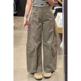 Shopmocho High Waist Wide Leg Knife Edge Denim Jeans Women's Casual Loose Straight Workwear Trousers American Retro Style Long Pants