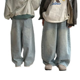 SHOPMOCHO Children's pants 2025 spring edition boys and girls Korean color casual denim straight leg pants children's loose wide leg pants