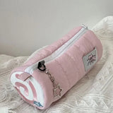 Shopmocho INS Large Capacity Pink Pen Bag Creative Soft Touch Pencil Case Stationery Storage Organizer Creative Students Gift