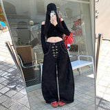 SHOPMOCHO Y2k Clothes Jeans For Woman Baggy Loose Wide Leg Distressed Washed High Waist Trousers Streetwear Casual Long Pants