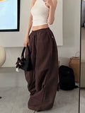 SHOPMOCHO Y2k American Women's Hip Hop Loose Wide Leg Jogger Pants 2026 Summer Pattern Embroidered Parachute Sweatpants Loose Pleated