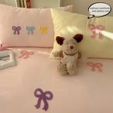 SHOPMOCHO 3 Piece Sheet Set Chut bowknot embroidery duvet cover Set ， comfortable Bedding Set Bedspread for All Season