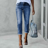SHOPMOCHO Fashionable Slim Fitting Ripped Trendy Jeans Summer Streetwear Casual Distressed Stretchy Denim Pants