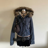 SHOPMOCHO Autumn And Winter New Fashion Casual Fur Collar Jacket Female Y2K High Street Popular Padded Velvet Cotton-padded Jacket Coat