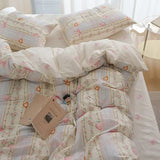 SHOPMOCHO Green Floral Bedding Set Ins Fashion Twin Full Queen Size Duvet Cover No Filler Flat Sheet Pillowcase Girl Home Totel Bed Linens