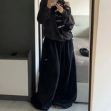 SHOPMOCHO American Black Retro Hip-Hop Oversized Women Casual Sweatpants Korean Streetwear Loose High Waist Jogging Wide Leg Pants