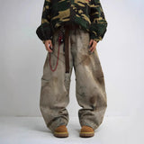 Shopmocho Washed And Old Design Jeans, Gender-free Heavy Industry, Dirty Wash Wide-leg Loose Scimitar Pants 2025