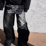 SHOPMOCHO 2025 American Fashion Jeans Letter Printing Pattern High Street Casual Wide Legs Y2K Men's Retro Gothic Trendy Casual Pants