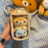 Shopmocho Rilakkuma Korilakkuma Clutch Bag Key Chain Couple Anime Relax Bear PU Coin Purse Pendant Jewelry Storage Key Wallet Kids Gift