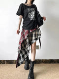 SHOPMOCHO 2025 Autumn Summer New Fashion Design Plaid Tassel Short Skirt High Waist Japan Popular Half Skirt Women's Skirt Pants