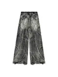 SHOPMOCHO Vintage Y2k Streetwear Punk Hip Hop Jeans Women Pants Grunge Baggy Ripped Denim Trousers Gothic Distressed Wide Leg Jeans Goth