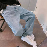 SHOPMOCHO Prints Jeans Men 2026 New Streetwear Baggy Wide Leg Jeans Korean Fashion Drapes Straight Casual Loose Denim Cargo Pants