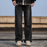 SHOPMOCHO Men's Drawstring Baggy Jeans Autumn New Fashion Loose Straight Wide Legs Pants Streetwear Vintage Denim Trousers Y2k Jeans Pants