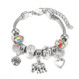SHOPMOCHO New Butterfly Pendant 5 Color Rhinestone Snake Chain Bangle Lobster Buckle Adjustable Charm Woman Beaded Bracelet Jewelry Gift