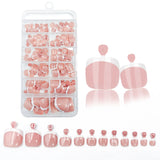 Shopmocho 120pcs/Box 9 Styles French Fake Press On Toenails Short Square Nude Pink French Glossy False Toe Nail Full Cover Summer Toe Tips