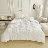 Shopmocho High Quality Three-dimensional Twist Flowers Bedding Set Queen Pinch Pleated Crafts Duvet Cover Set Double Blanket Cover Sets