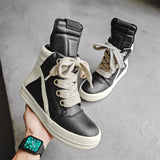 SHOPMOCHO High-top Sports Shoes Lace-up Leather Ankle Boots Male Skateboard Shoes Basketball Sneakers 39-44 Men Casual Luxury Sneakers