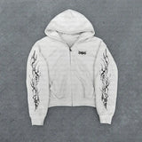 SHOPMOCHO 2025 new European and American retro punk complex design printed zipper cardigan hoodie trousers sweatpants suit street wear