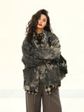 Shopmocho American high street men and women trendy sexy camouflage tie dye denim jacket for couples loose hip-hop retro casual top y2k