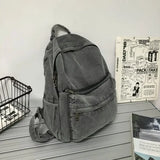 Shopmocho New Gray Denim Backpack Women's Leisure Travel Outing Shoulder Bag Female Fashion Schoolbags Suitable For Boys And Girls Mochila