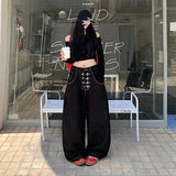 SHOPMOCHO Y2k Clothes Jeans For Woman Baggy Loose Wide Leg Distressed Washed High Waist Trousers Streetwear Casual Long Pants