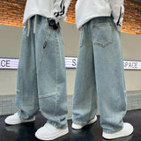 SHOPMOCHO Boys Scimitar Jeans Spring and Autumn New Children's Wide Leg Pants Medium Older Boys Pants