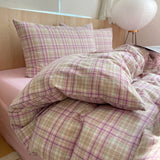 SHOPMOCHO Nordic sling Cotton Pink Stripes Duvet Cover 150x200 Size Girl's Room housse de couette Skin friendly Breathable Comforter Sets
