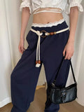Shopmocho Bohemian Folk Style Braided Waist Rope Nvchan Ring Bead Design With Skirt Pants Decorative Belt