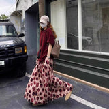 Shopmocho Elegant Green Dot Skirt Women Vintage High Waisted Holiday Beach Skirt A Line Skinny Print Tie Dye Pretty Style Skirt