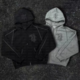 SHOPMOCHO American Y2K Casual Zipper Hoodie Sweatpant Two Piece Set HipHop Oversized Embroidery Sweatshirts Men Women Casual Pants