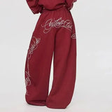 SHOPMOCHO Gothic Letter Embroidery Hip Hop Women's Clothing Oversized Streetwear Y2K American Fashion Loose Jogger Casual Sweatpants