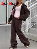 SHOPMOCHO Autumn Women's Tracksuit with Zipper and Trousers Gary Casual Two Piece Set Women Casual Yellow  Pant Sports Suit with A Hood