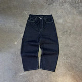 SHOPMOCHO Vintage Black Denim Jeans Trendy Disc Embroidery Men And Women Wide Leg Pants Hip Hop Harajuku Streetwear Casual Baggy Jeans
