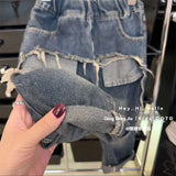 SHOPMOCHO Boys Jeans Children Spring Denim Autumn New Fashion Straight Pants 2025 Kids Loose Casual Elastic Trousers 2-8 Years Old