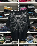 SHOPMOCHOAmerican New Retro Trend Printed Long Sleeve 90s Street Hip-Hop Harajuku T-shirt Men Fashion Gothic Casual Pure Cotton Loose Top