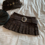 SHOPMOCHO Aesthetic Leopard Print High-waist Short Skirt Women's Y2k Sexy Hot Girl New Slim Pleated Skirts High Street Retro A-line Skirt