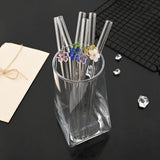 Shopmocho 5Pcs 8mm Glass Straw Reusable Drinking Straws Cute Flower Heat-Resistant Straw For Festival Party Wedding Cocktail Bar Beachs