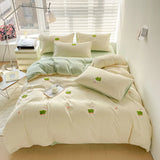 SHOPMOCHO Ins Embroidery  Bed Linen Twin Full Queen King Size  Bed Sheets Set  Adults Kids Floral Bed Flat Sheet Pillowcase Christmas Gift