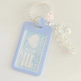 Shopmocho High-looking Glitter Powder Love Cloud Gradient Gu Card Keychain Bus Card Student ID Card Holder