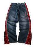SHOPMOCHO Streetwear New Fashion Vintage Letter Embroidered Red Baggy Jeans Female Y2K Gothic Hiphop Popular Casual Straight Wide-leg Pant