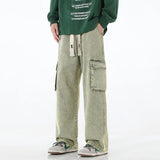 SHOPMOCHO 2026 New Men Baggy Cargo Jeans Fashion Streetwear Vintage Wide Leg Pants American Streetwear Y2K Big Pocket Youth Overalls