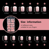 SHOPMOCHO 120Pcs Pink French Short Square Fake Nails 12-Sizes Full Cover Press On Nails Wearable Detachable Finished False Fingertips *TD