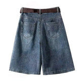 SHOPMOCHO Capris Jeans Loose Women's Shorts Baggy Summer Clothes Korean Dongdaemun 2025 Woman Clothing Blue Big Size Hanbok Pants Short
