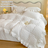 SHOPMOCHO 3pcs Korean lace Bedding set seersucker Duvet Cover Set (1*Duvet Cover + 2*Pillowcase, Without Core)for bedroom guest room